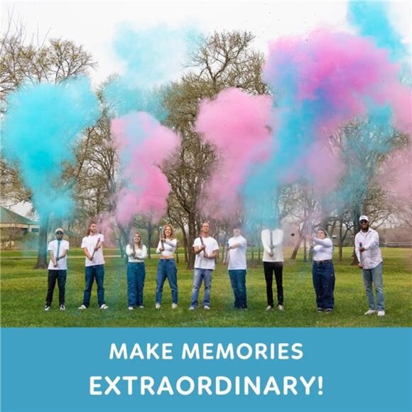 Gender Reveal Powder Smoke Bombs Cannon Poppers | 3 Pink & 3 Blue Poppers - Picture 2 of 7